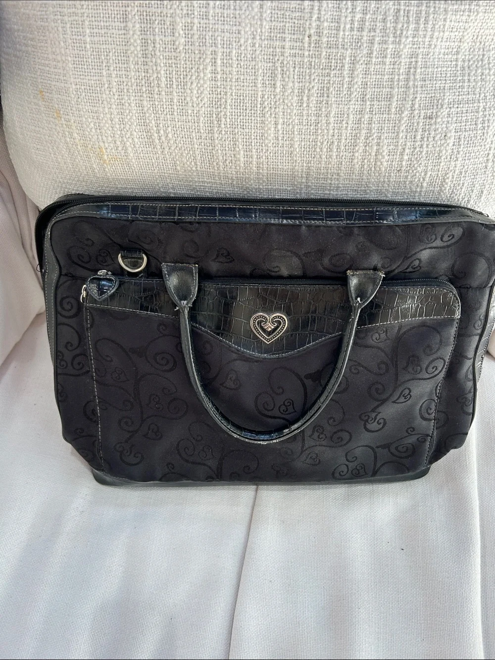 Coldwater Creek Black Laptop Tote with Heart Emblem